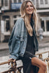 Metal Buttons Flap Pocket Drop Shoulder Denim Jacket